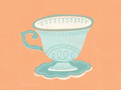 Teacup coffee cup cute feminine girly illustration linework orange peach tea teacup texture