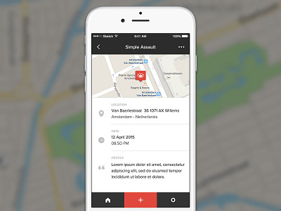 Crime Details 8 animation button crime details flat ios iphone layout location minimal time