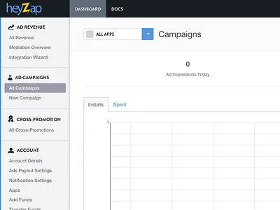 Dashboard Modifications apps dashboard heyzap interface redesign simple