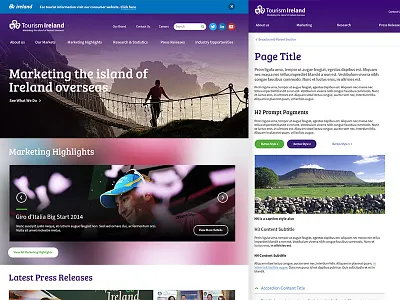 Tourism Ireland corporate website carousel corporate flat ireland navigation rwd webdesign