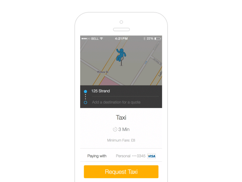 Hailo destination picker created with Pixate after effects animation app destnation flow hailo picker pixate ui ux