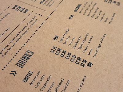 Post Box Menu cafe food kraft menu print restaurant typography
