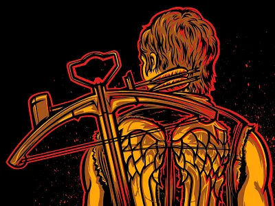 Daryl illustration illustrator the walking dead twd vector