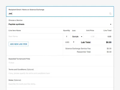 Create quote form fields form line table ui