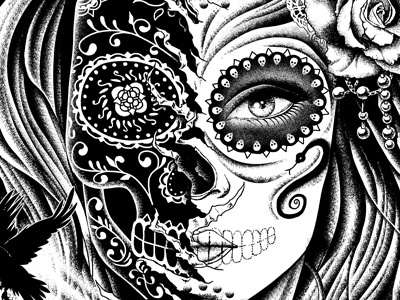 Journey the End blackandwhite dayofthedead diadelosmuertos maybeillliveforever splatter brush