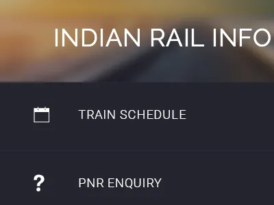 Left sidebar for mobile app android ionic ios mobile app train info