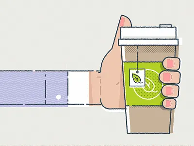 Cup of Tea? fingers half tone hand hot! illustration pattern stroke tea