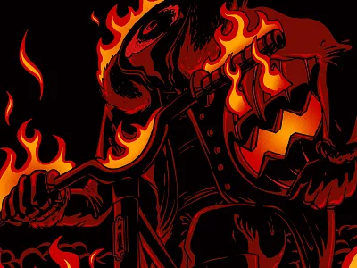 Headless Biker Poster - Artcrank, Portland 2014 artcrank fire haloween headless horseman illustration poster screen print