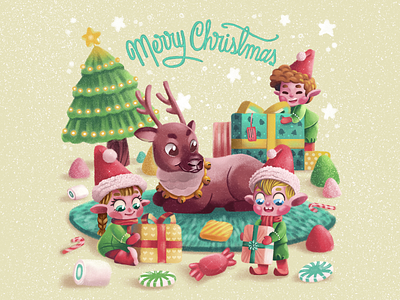 Merry Christmas animal artwork cartoon character children christmas colorful cute design digital art graphic design illustration illustrator kids merry christmas