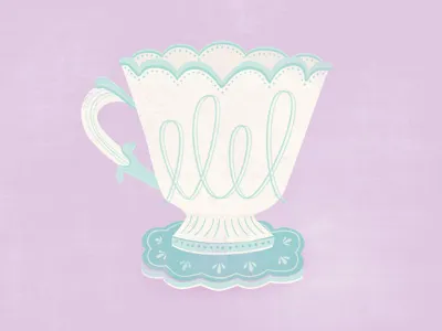 Teacup 3 coffee cup cute feminine girly illustration linework purple tea teacup texture