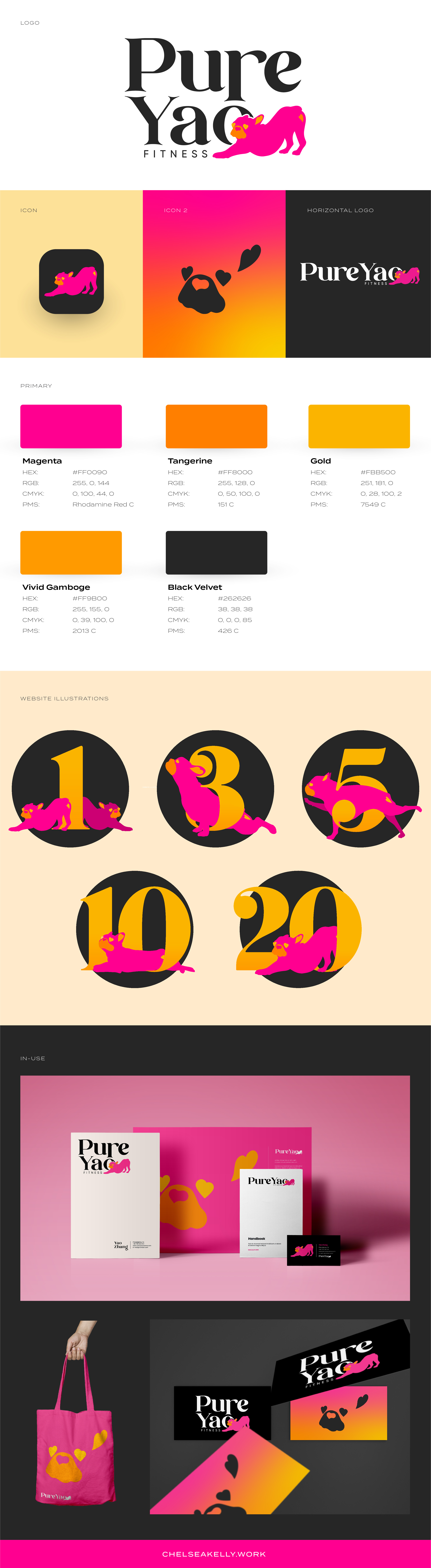 Pure Yao Fitness brand branding dog dog logo downward dog fitness fitness logo graphic design ident identity identity design logo logo identity logo modern logomark logos philly pilates symbol