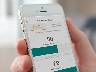 Dose Calculator App app calculator dose golden green medical ui