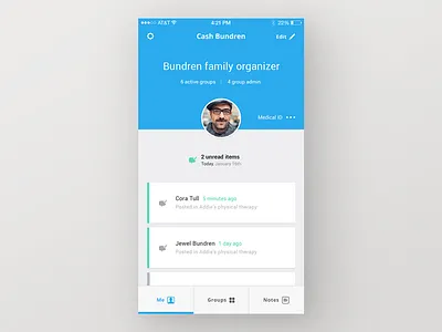 Spectra Care App — Me Tab app avatar contact design healthcare healthkit ios messenger notification profile ui ux