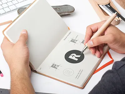 Right Foot Forward Rebrand brand identity logo mark process rebrand rff shot sketch