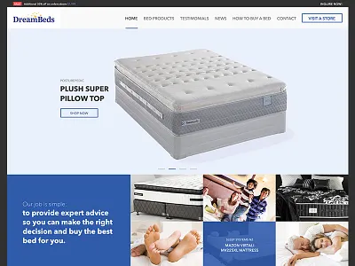 Dream Beds Home Page clean flat home landing page product simple ui website