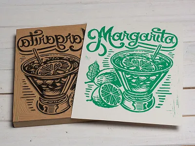 Margarita- Block Print art block print cocktail design illustration lettering linocut linoprint margarita typpgraphy