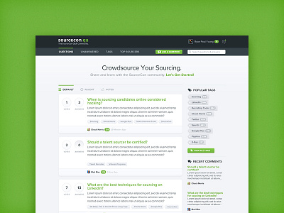 SourceCon.qa Homepage answers bootstrap community ere media layout questions recruiters responsive sourcecon sourcers ui web design