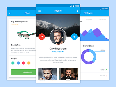 Material Design UI Kit Freebie android e commerce flat free freebie kit material design mobile statistics ui ux widget
