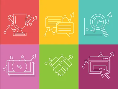 Line graph icons color graphs icons illustration line ui