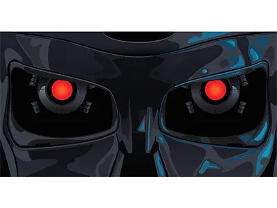 Terminator T-800 head illustration robot sci fi skeleton skull terminator vector