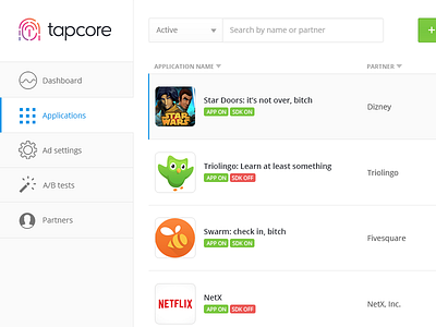 Internal advertising dashboard admin advertising clean dashboard flat minimal modern simple tapcore ui ux web
