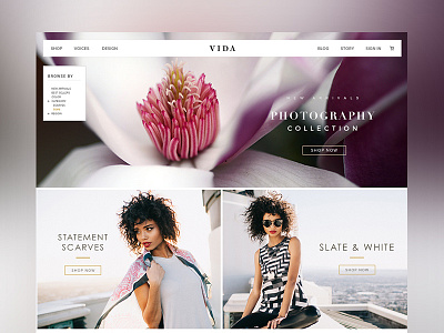 VIDA Shop Landing Page dashboard header style guide type ui user interface web web design