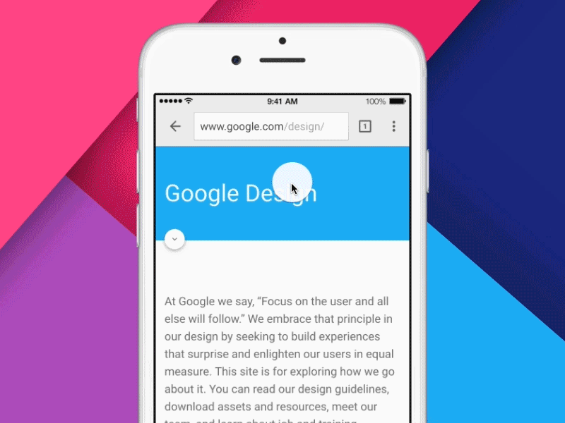 Chrome iOS with Origami animation app chrome google ios material design origami prototype pull to refresh quartz composer