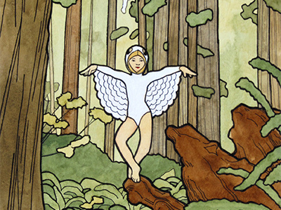 Defender of the Forest children drawing illustration landscape nature painting redwoods