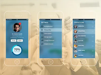 Profile & Contact Screens contacts profile settings