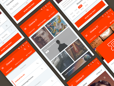 Cinema Mobile Apps android cinema contact feed flat list login material mobile movie showtime ticket