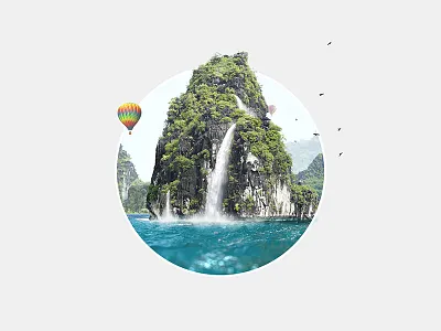 Never Stop Exploring art island manipulation nature photo poster skull wip