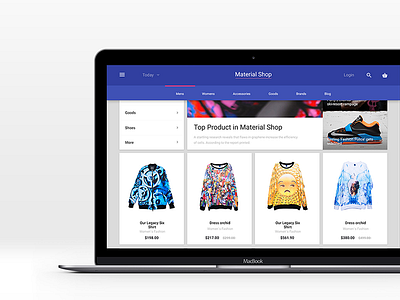 Material News Commerce blog commerce concept gumroad material news products psd shop store template web