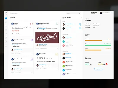 Dashboard [Concept] - Internal Company Dashboard calendar dashboard exzeo feed tanmay saxena ui user experience user interface ux