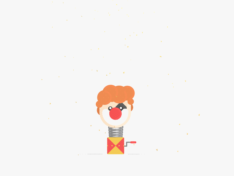 Surprise! :D after animation box character clown effects flat funny gif joke loop music