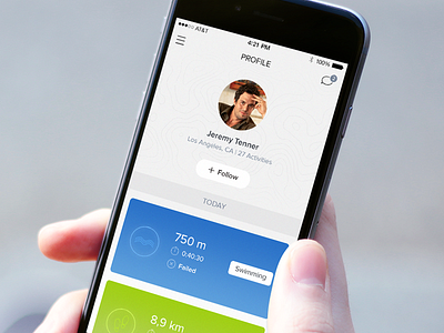 Profile app application colors icons ios mobile mockuuups profile sport swimming tracking walking