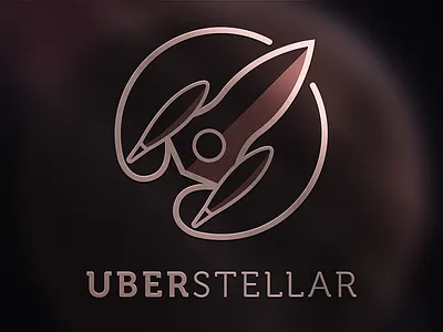 Uberstellar black dark logotype rocket sleak line space uberstellar warm