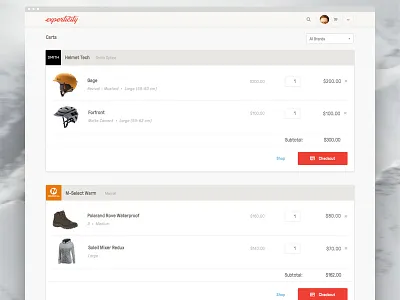 New Experticity - Product Cart button card cart design ecommerce navigation product design responsive shopping ui ux web design