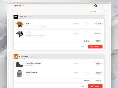 New Experticity - Product Cart button card cart design ecommerce navigation product design responsive shopping ui ux web design