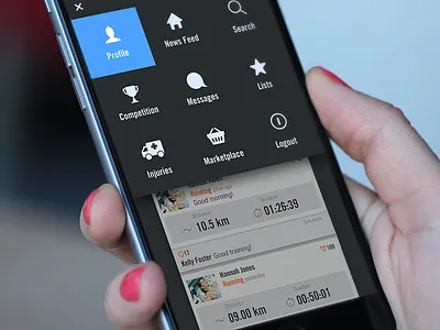 Menu app fitness follow ios iphone6 menu sport training ui ux