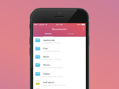 Leef app app files folders icons interface ios list storage ui ux