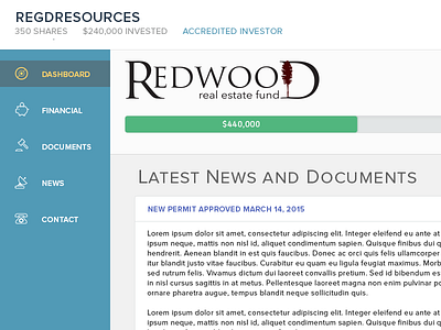 IRA Dashboard Revisited application dashboard flat design flat ui investor investor relations slider web application