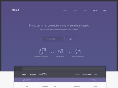 Pebble landing page landing webapp