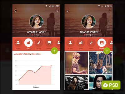 Freebies - Mobile App Screenshots with Free PSD app download free freebies mobile photos profile psd screenshot statistics ui ux