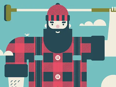 AAF Omaha Mini Golf Event Poster aaf advertising beard lumberjack mini golf paul bunyan poster