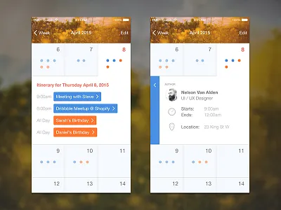 Custom iOS Calendar app calendar flat ios iphone mobile spring