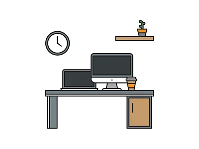 Free Flat Office Vector Illustration electronics free freebie illustration lines office smooth stroke vector