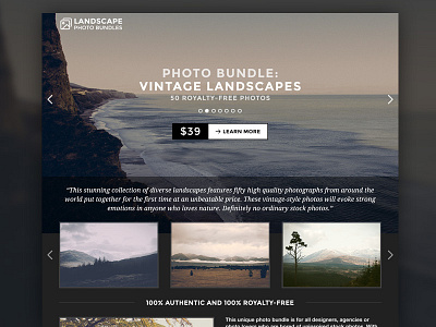 Single Page Website – Landscape Photo Bundles background interface one page photography photos single page slider stock typography ui webdesign website