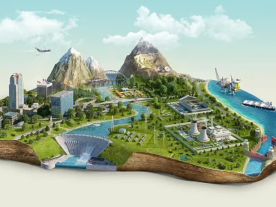 Electric cylinder 3d electric cylinder illustration island retouching