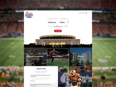 Kickoff Homepage football header hero minimal ticket ui ux web