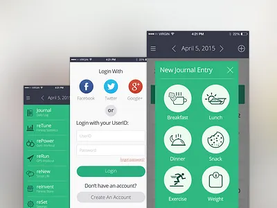 Health App diet fitness health ios login ui